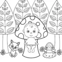 Baby’s Adventure in the Enchanted Forest Coloring Page
