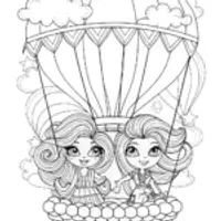 Bratz Dolls Hot Air Balloon Adventure Coloring Page