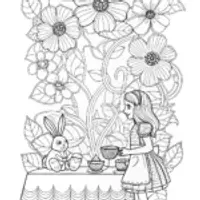Alice’s Enchanted Forest Tea Party Coloring Page