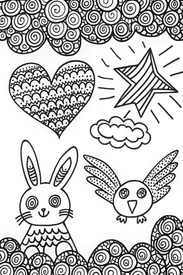 A coloring page of Rainbow Friends Cloud Sculpting Adventure Coloring Page