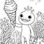 Axolotl’s Magical Ice Cream Adventure Coloring Page
