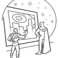 Iron Man and Thor’s Cosmic Art Gallery Coloring Page