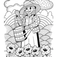 Banban’s Whimsical Watering Can Adventure Coloring Page