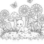 Baby’s enchanting garden exploration coloring page