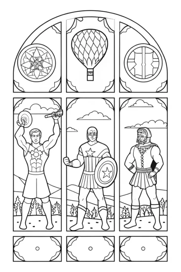 A coloring page of Captain America’s History Adventure Coloring Page