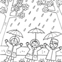 Whimsical Spring Rain Dance Coloring Page