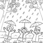 Whimsical Spring Rain Dance Coloring Page