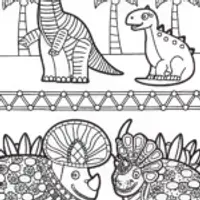 Dino Fashion Parade Coloring Page