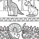Dino Fashion Parade Coloring Page