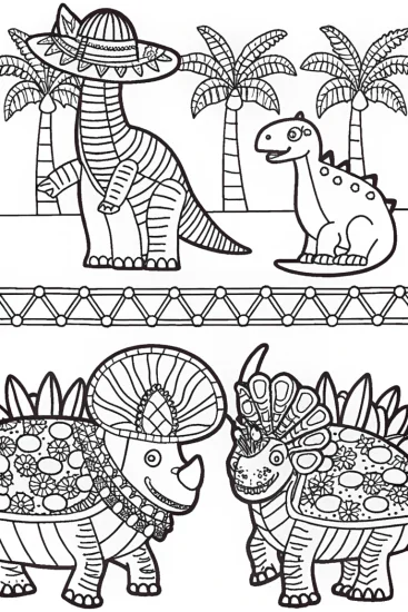 A coloring page of Dino Fashion Parade Coloring Page