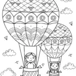 Rainbow High Students Hot Air Balloon Coloring Page