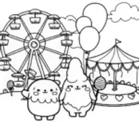 Pompompurin and Cinnamoroll Carnival Coloring Page