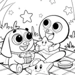 Bluey and Bingo’s Space Picnic Coloring Page