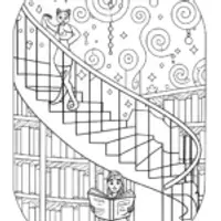 Belle’s Enchanted Library Adventure Coloring Page