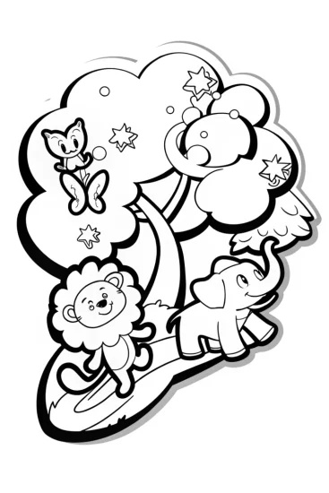 A coloring page of Rainbow Friends’ Adventure Coloring Page