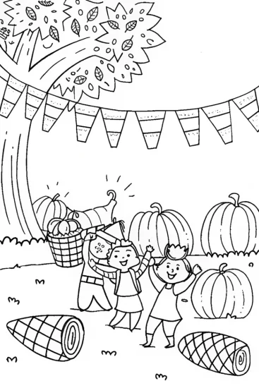 A coloring page of Harvest Festival Harmony Coloring Page