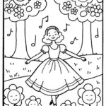 Alice in the Musical Garden Coloring Page