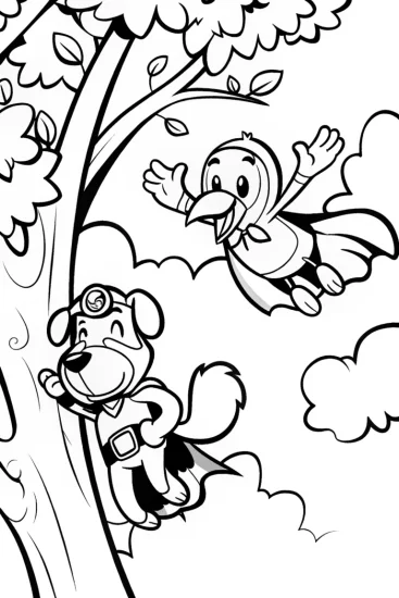 A coloring page of Super Hero Pet Rescue Squad Coloring Page
