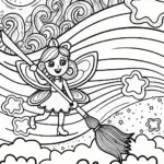 The Enchanted Fairy Paints the Sky Coloring Page