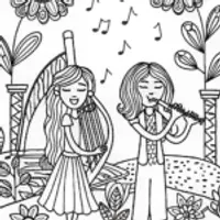 Rainbow High Students’ Enchanted Music Garden Coloring Page