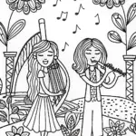 Rainbow High Students’ Enchanted Music Garden Coloring Page