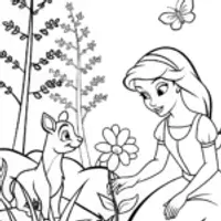 Jasmine’s Harmony with Nature Coloring Page