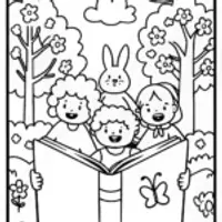 Springtime Storybook Adventure Coloring Page