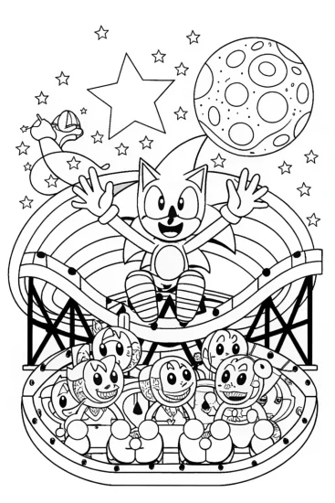 A coloring page of Sonic’s Cosmic Carnival Adventure Coloring Page