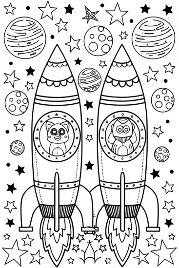 A coloring page of Bluey’s Spectacular Space Race Coloring Page
