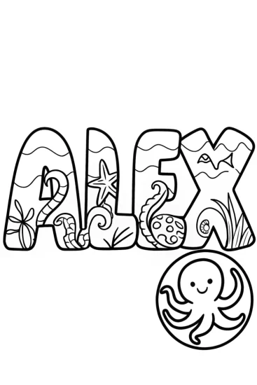 A coloring page of ALEX Underwater Adventure Coloring Page