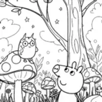 Peppa Pig’s Enchanted Forest Adventure Coloring Page
