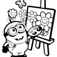 Minion Artist in a Garden of Dreams Coloring Page