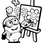 Minion Artist in a Garden of Dreams Coloring Page
