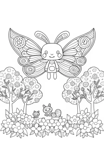 A coloring page of Cinnamoroll’s Balloon Adventure Coloring Page
