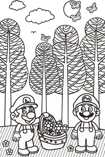 A coloring page of Mario and Luigi’s Eco Adventure Coloring Page
