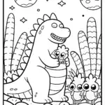 Godzilla’s cosmic escapade coloring page