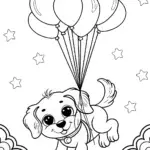 Puppy’s Magical Balloon Adventure Coloring Page