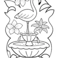 Flamingo Fountain of Dreams Coloring Page