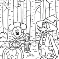 Mickey Mouse and Friends in the Pumpkin Forest Coloring Page