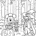 Mickey Mouse and Friends in the Pumpkin Forest Coloring Page