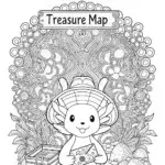 Axolotl Treasure Map Coloring Page