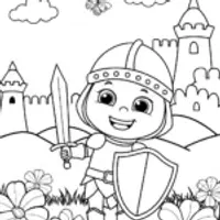 Baby Knight’s Fantasy Adventure Coloring Page