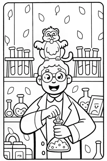 A coloring page of Blippi’s Magical Science Adventure Coloring Page