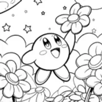 Kirby’s Cosmic Garden Adventure Coloring Page