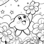 Kirby’s Cosmic Garden Adventure Coloring Page