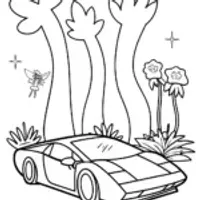 Lamborghini Adventure in Fantasy Land Coloring Page