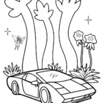 Lamborghini Adventure in Fantasy Land Coloring Page
