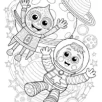 Huggy Wuggy’s Space Adventure Coloring Page