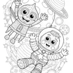 Huggy Wuggy’s Space Adventure Coloring Page
