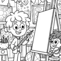JJ’s Art Studio Coloring Page